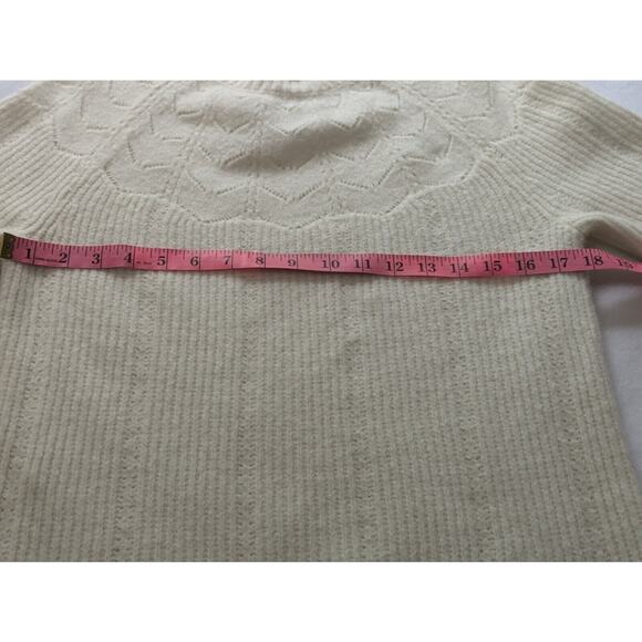 Talbots Sweater Women's Sz Large Ivory Cream Wool Blend Long Sleeve Petite Soft - Picture 6 of 8
